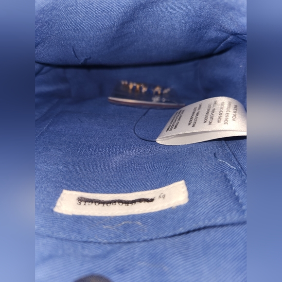 Nwt Anthropologie Beaded Mini‎ Tote Blue Motif Tan Striped - Picture 4 of 6